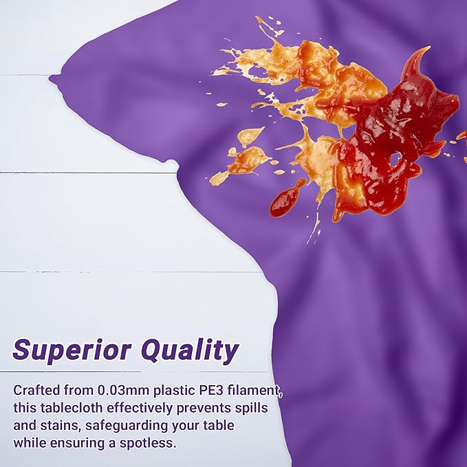 QZYL 12 PCS Purple Plastic Tablecloths, 54 in x 108 in Dinner Table Cloths - Image 4