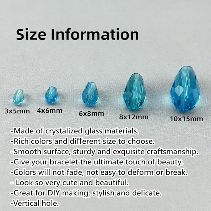 150pcs 4x6mm Teardrop Crystal Glass Beads - Image 2