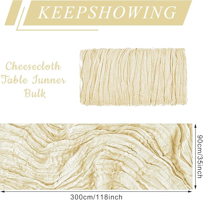 12 Pack Cheesecloth Table Runner, Runner Gauze Boho Wedding Decor Romantic - Image 2