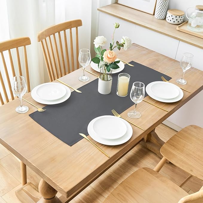 2 Pack Grey Small Short Table Runner 12 x 36 Inch Solid Color Runners Coffee - Image 2