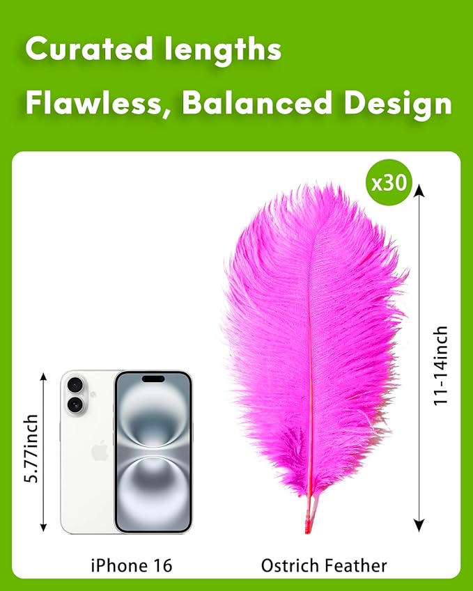 NEWONG 30pcs Fuchsia Ostrich Feathers Natural Bulk 11-14inch Vase Craft Wedding - Image 2