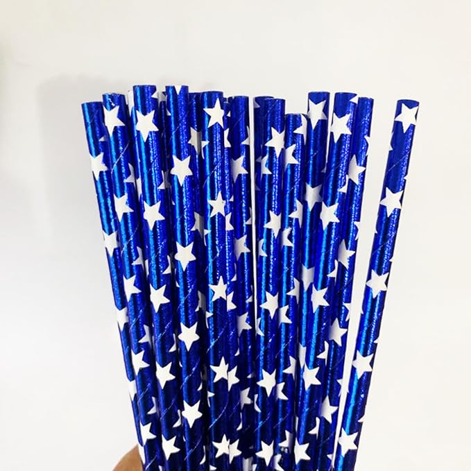 200Pcs Independence Day Paper Straws, American Flag Star Stripe Red White and - Image 6