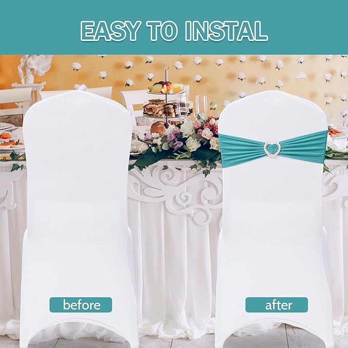 Howhic Pack of 60 Spandex Chair Sashes Bows Stretch Chair Cover Band - Image 4