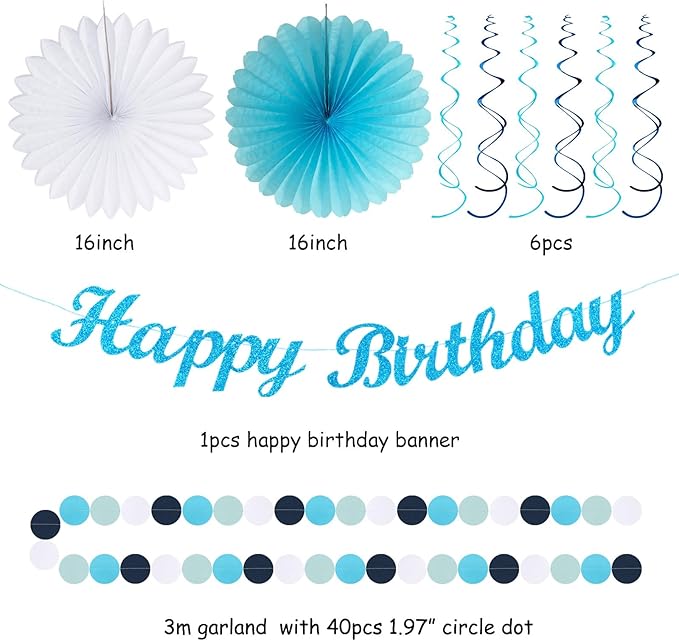 Light-Royal Blue White Birthday Party-decorations - Image 3