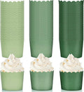 Whaline 120Pcs Sage Green Paper Baking Cups Scalloped Edge Cupcake Wrappers by Whaline