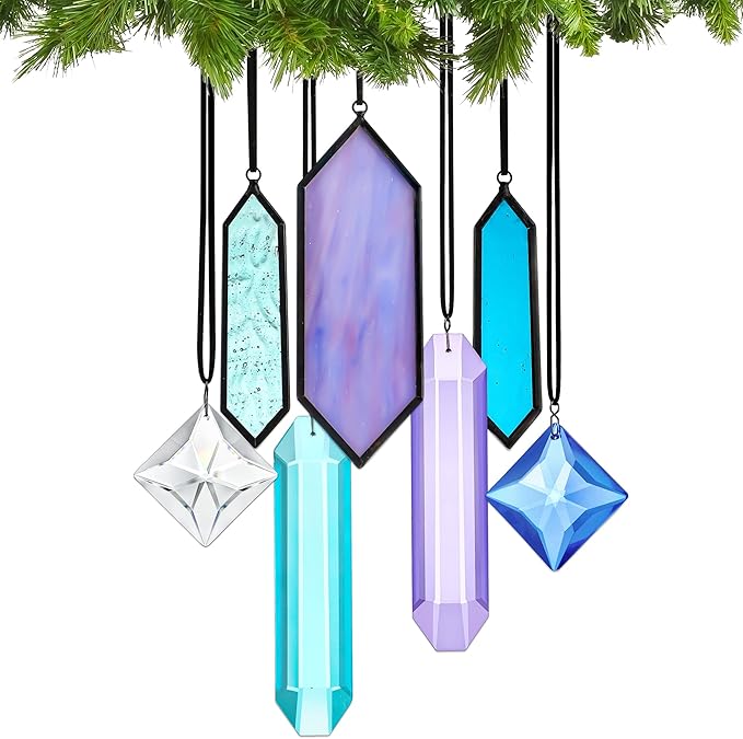 7 Pack Stained Glass Icicle Ornaments - Image 9