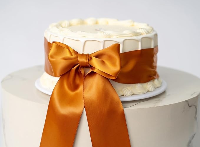 Copper Satin Ribbon 2.5 Inch Double-Faced Polyester Ribbons 25 Yards - Image 5