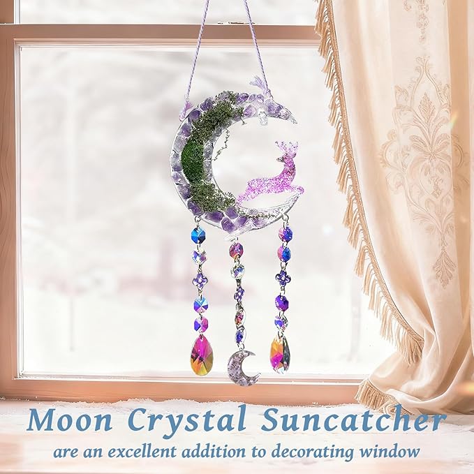 TUOKING Crystal Suncatchers for Window Purple Deer Dreamy Crystal Natural Stone - Image 6