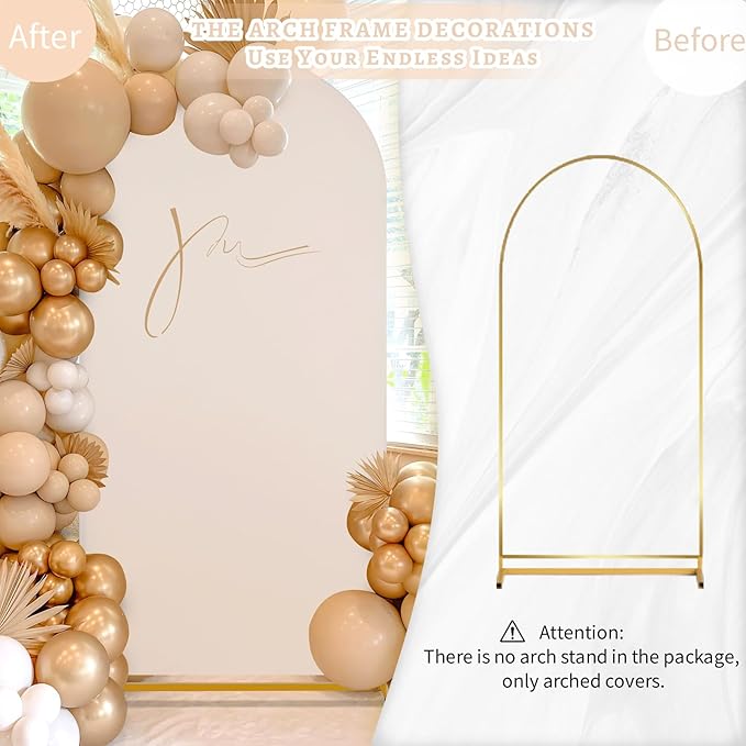 SoarDream Arch Backdrop Cover Beige Spandex Fitted 5FT Wedding Arch Covers - Image 3