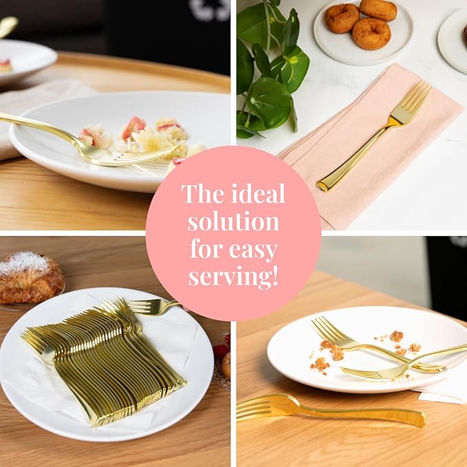 Prestee Set of 300 Gold Plastic Forks Disposable - Image 6