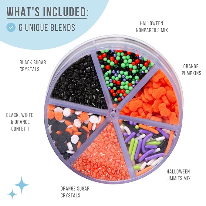 Sweets Indeed Halloween 6-Cell Sprinkle Jar – 6 Variety Sprinkle Compartments | - Image 2
