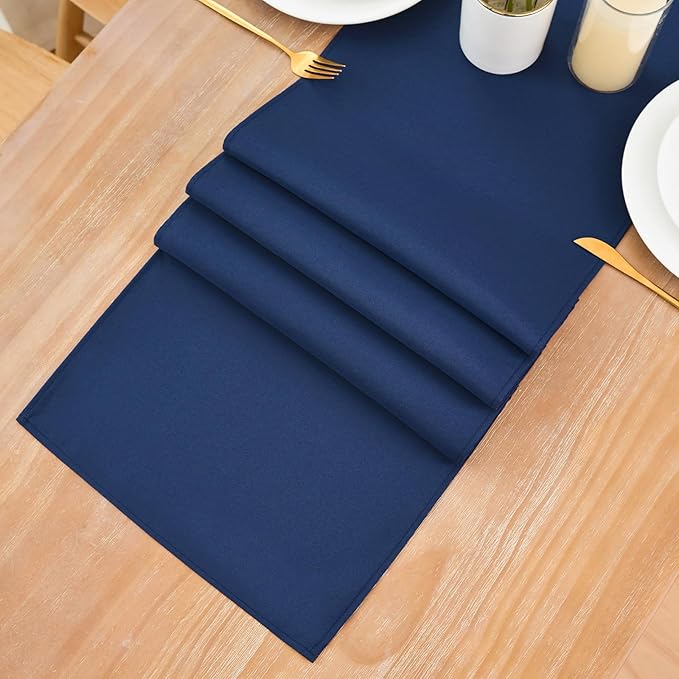 2 Pack Navy Blue Table Runner 12 x 72 Inch Solid Color Farmhouse Runners Coffee - Image 8