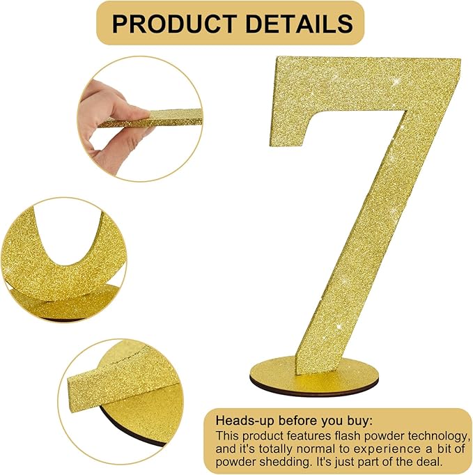 TONIFUL 11.8 Inch Gold Glitter Numbers Table Centerpieces 0-9 Birthday Party - Image 3