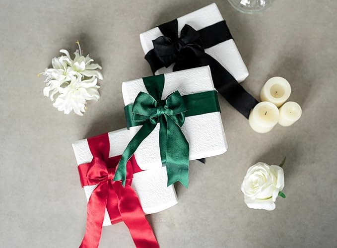 Red Satin Ribbon Double-Faced Wired Ribbons - Image 3
