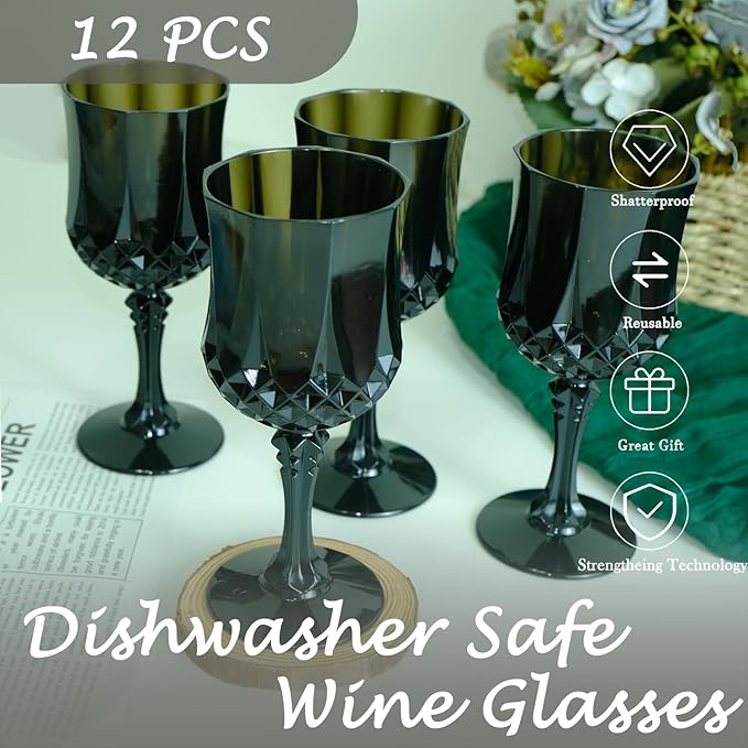 Plastic Wine Glasses，Plastic Goblets Vintage Style Cordial Drinking Glasses - Image 4