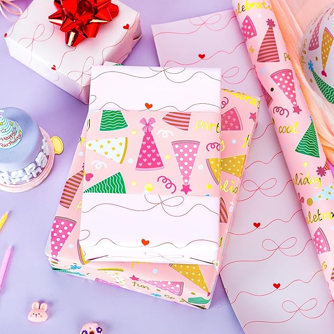 Yarcony Pink Birthday Wrapping Paper - Image 6