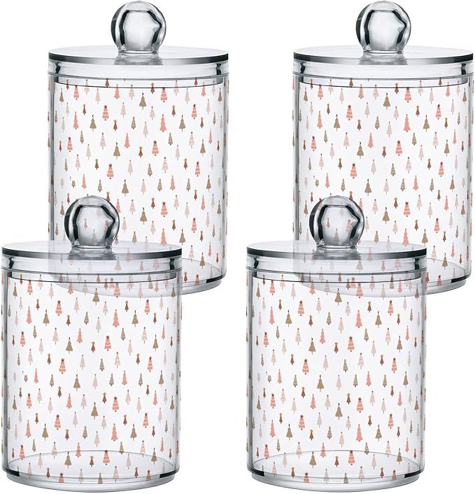 Gredecor 2 Pack Qtip Holder Clear Pastel Christmas Tree Pink Forest Apothecary - Image 2