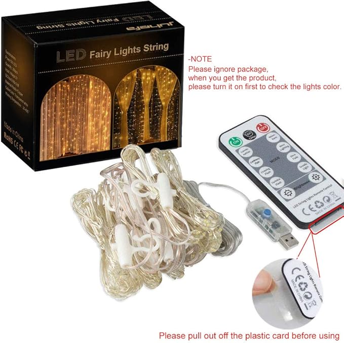 YEOLEH String Lights Curtain, USB Powered Fairy Lights - Image 7