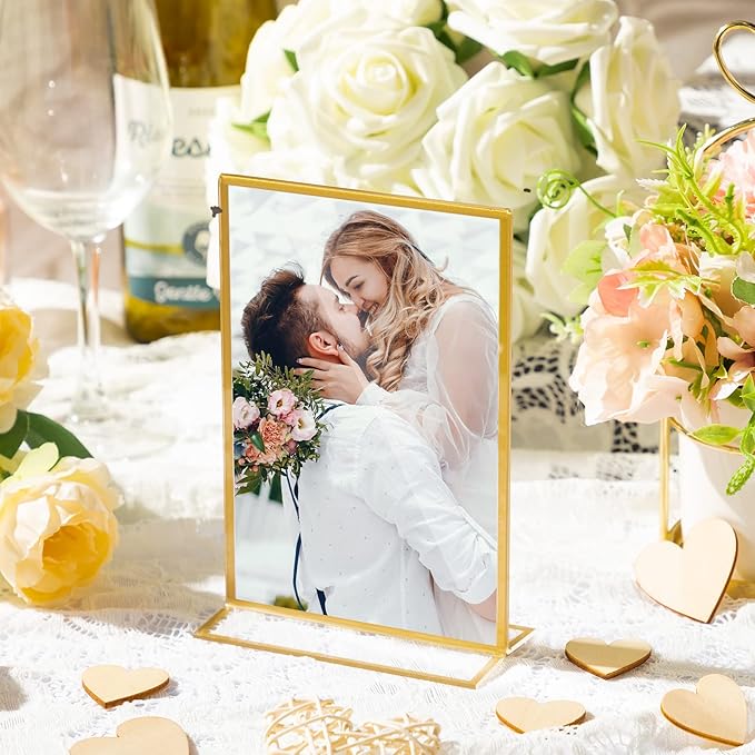 Hoteam 18 Pack Acrylic Sign Holder 5 x 7 Inch Gold Frames Wedding Table Number - Image 6
