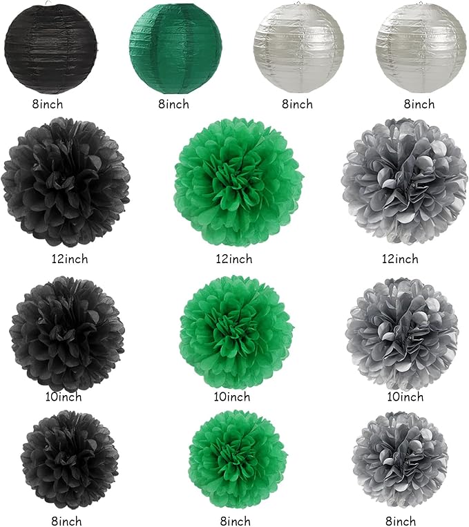Black Green Silver Football Party-Decorations - Image 3