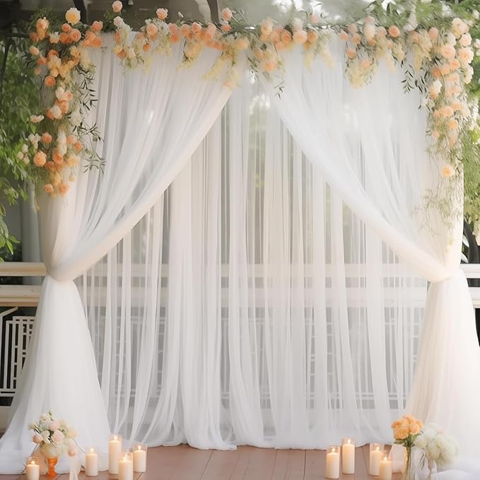 10ft X 10ft White Tulle Backdrop Curtain - Image 3