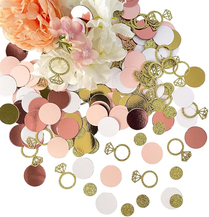 200 Pcs Rose Gold Glitter Wedding Table Confetti, Bridal Shower Decorations by WEIKA