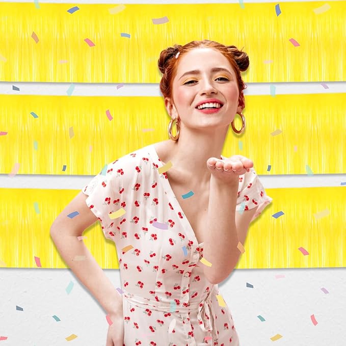 6 Pack 10 Feet Yellow Foil Fringe Garland Metallic Tinsel Streamers Banner Wall - Image 4