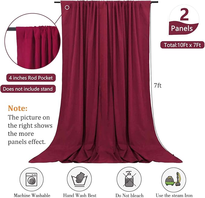 10 x 7 Feet Burgundy Backdrop Curtain - Image 2
