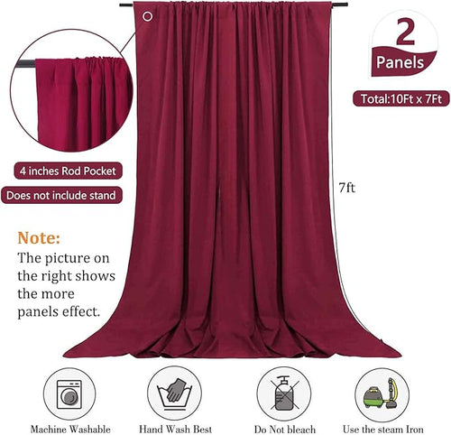 10 x 7 Feet Burgundy Backdrop Curtain - Image 2