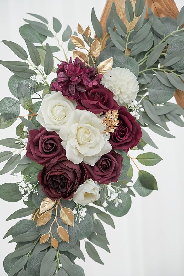 Artificial Burgundy Flower Swag Set of 2 - Image 6