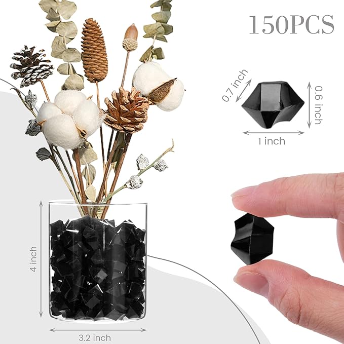 DomeStar Black Fake Ice, Vase Fillers Black Plastic Gems Marbles - Image 4