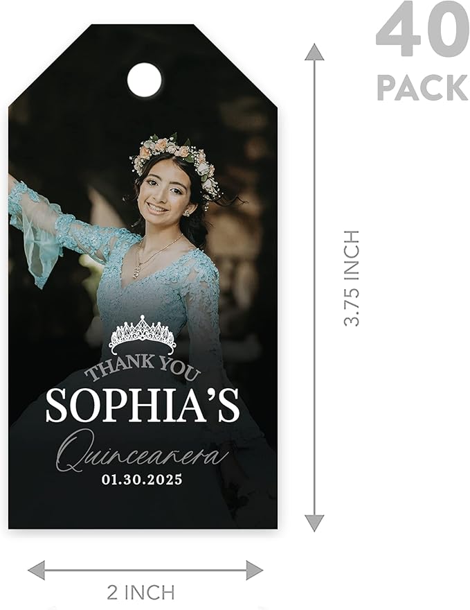 Andaz Press 40-Pack Personalized Quinceañera Favor Tags - Image 5