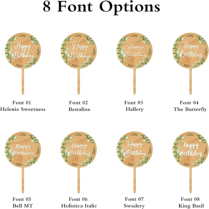 Custom Cupcake Toppers Cake Decorations in Wood - Image 3