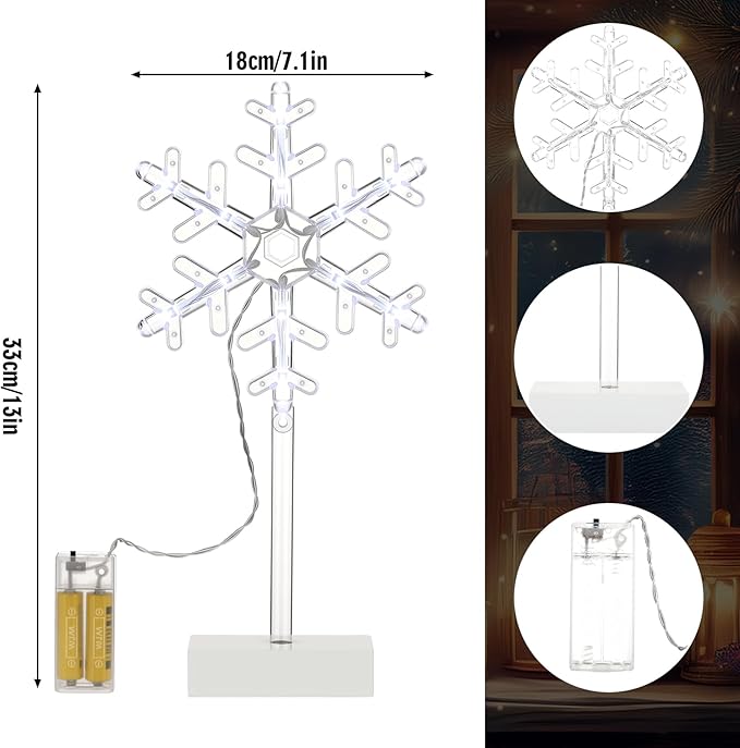 Riakrum 3 Pcs Lighted Christmas Tabletop Decorations Snowflake Table Decor Xmas - Image 2