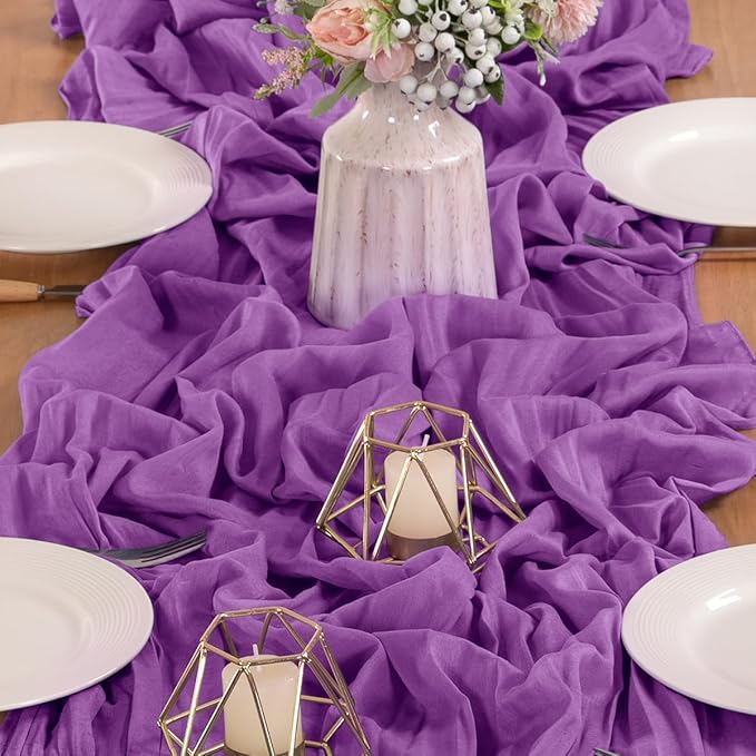 MLMW Fuschia Table Runner Cheesecloth Boho Cheese Cloths 160 inch Gauze Rustic - Image 5