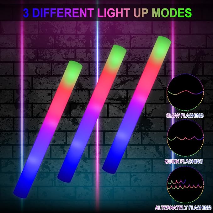 LifBetter Light Up Glow Sticks Bulk, LED Foam Sticks 112 pcs Glow in The Dark - Image 3