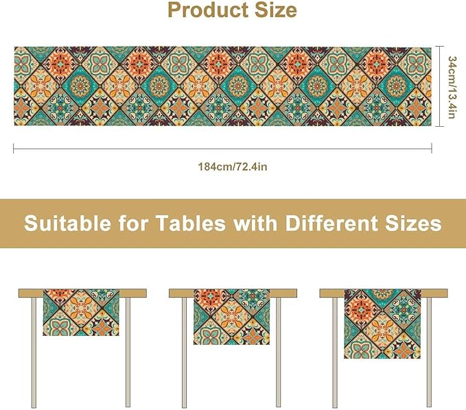 Boho Floral Table Runner, Vintage Bohemian Style Table Runner - Image 7