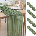 Asee'm 4pcs Cheesecloth Table Runner 120 Inches Sage Green Boho Gauze Cheese by Aseem