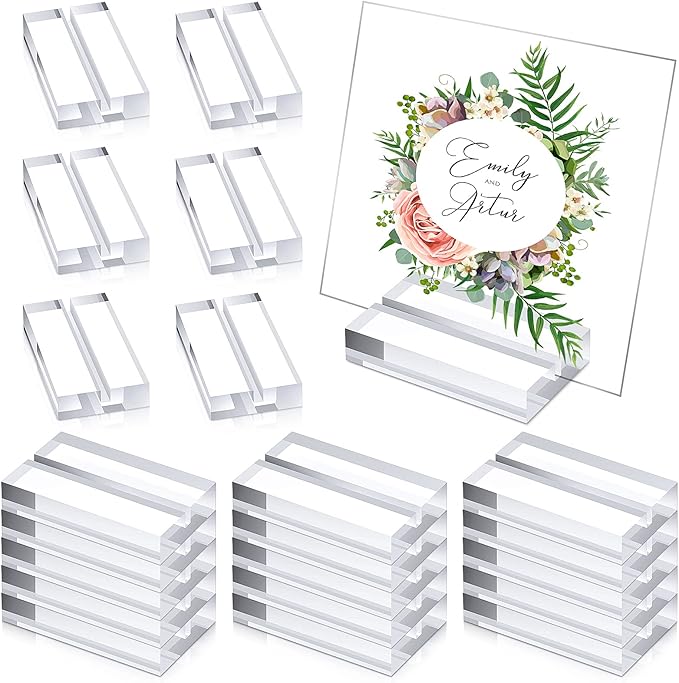 Blulu 20 Pieces Acrylic Place Card Holders 2 Inch Clear Stands Base by Blulu