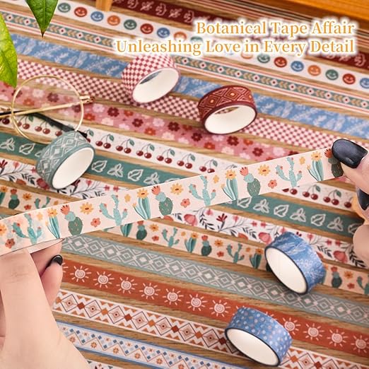 20 Rolls Bohemia Theme Washi Tape Set, Writable Decorative Tapes - Image 4