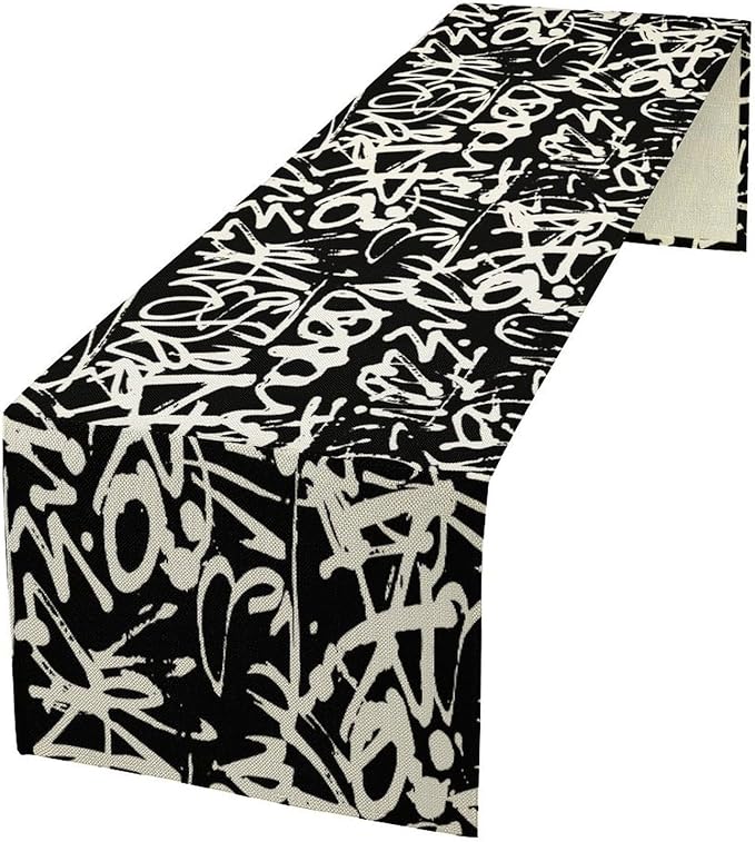Graffiti Table Runner, W13X L70 in by Kurtect