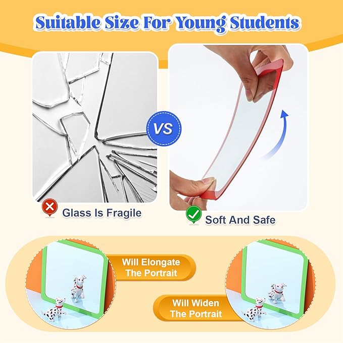 Dandat 30 Pcs Small Mirrors for Kids 6 x 6 Inch Square Shatter Proof Reflector - Image 3