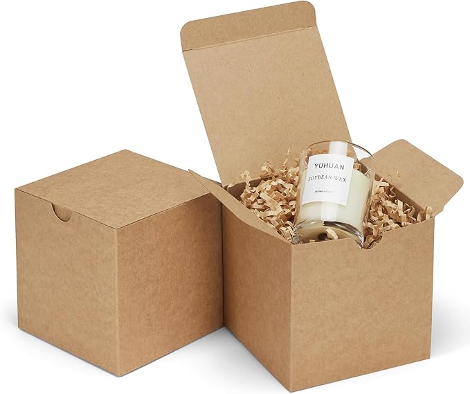 Eupako Gift Boxes 4x4x4 25 Pack Brown Kraft Paper Box by Eupako