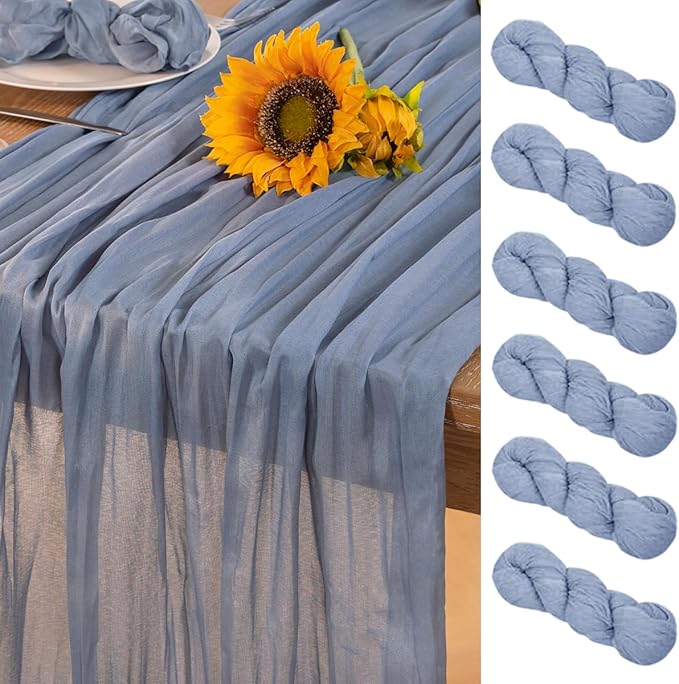 Dusty Blue Cheesecloth Table Runner 6 Pack Fall Table Runners Boho Gauze 120 by DeZerlor