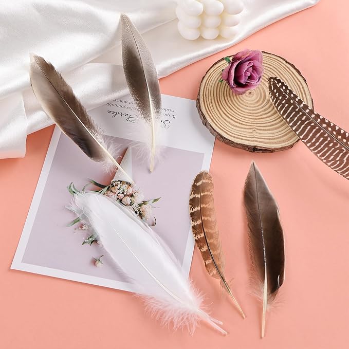 MAOFENG 20pcs Natural Pheasant Feathers Bulk 5 Styles Mixed Feathers Spotted - Image 5