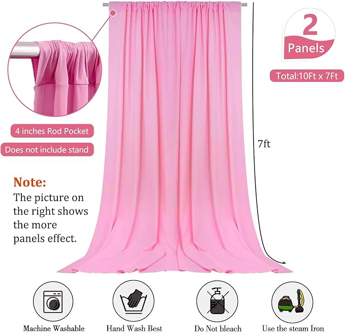 10 x 7 Feet Pink Backdrop Curtain - Image 2