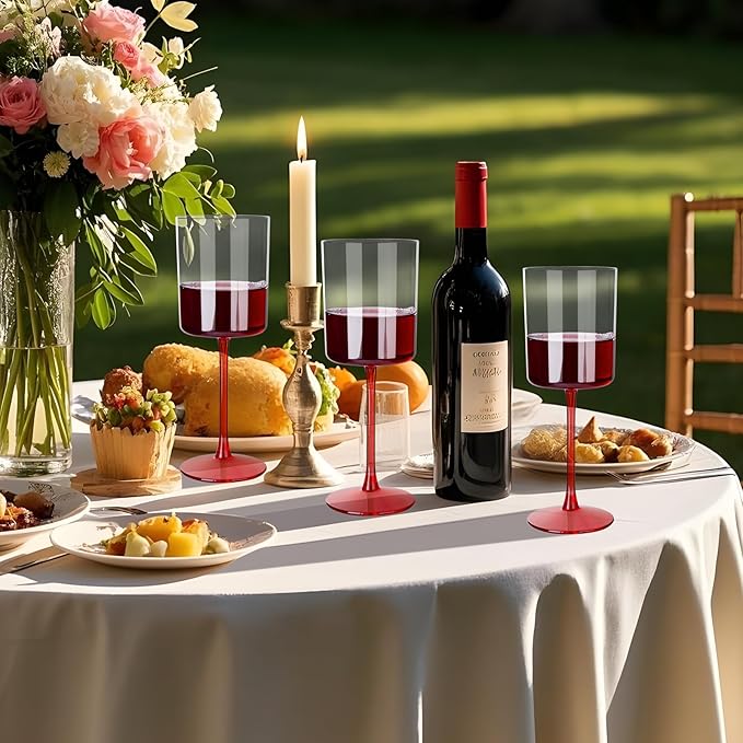 Ciaell 12 Pack 10 Oz Clear Plastic Wine Glasses - Image 9