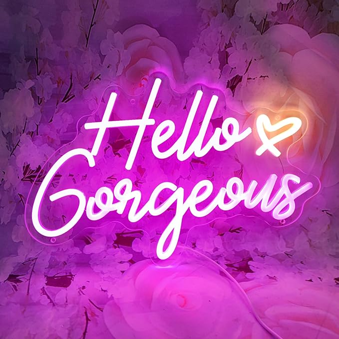 Hello Gorgeous Neon Signs Hello Gorgeous Wall Decor, Hello Gorgeous Bathroom - Image 8