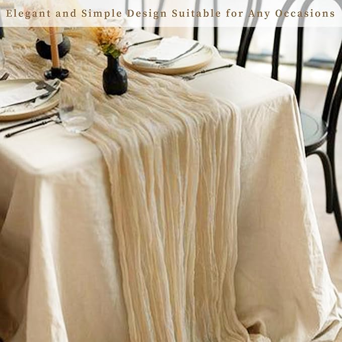 10FT 20 Pack Beige Cheesecloth Table Runner 20 x 120 Inch Long Rustic Gauze - Image 7