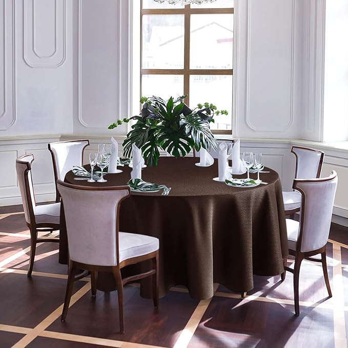 Biscaynebay Textured Fabric Round Tablecloths 108", Parties etc. Machine - Image 2